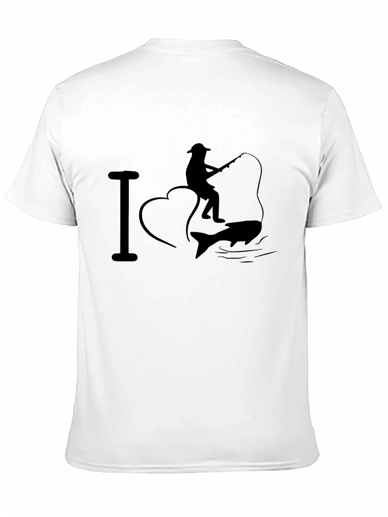 I Heart Fishing Black Graphic T-Shirt