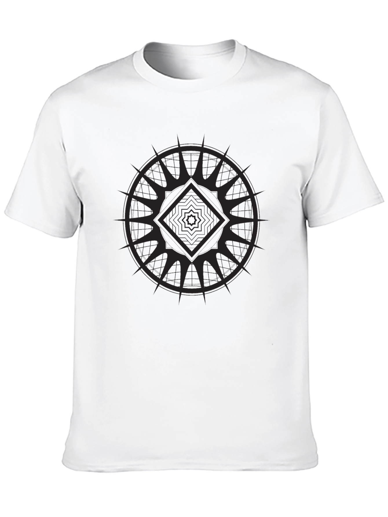 Black Graphic Tee - Geometric Design