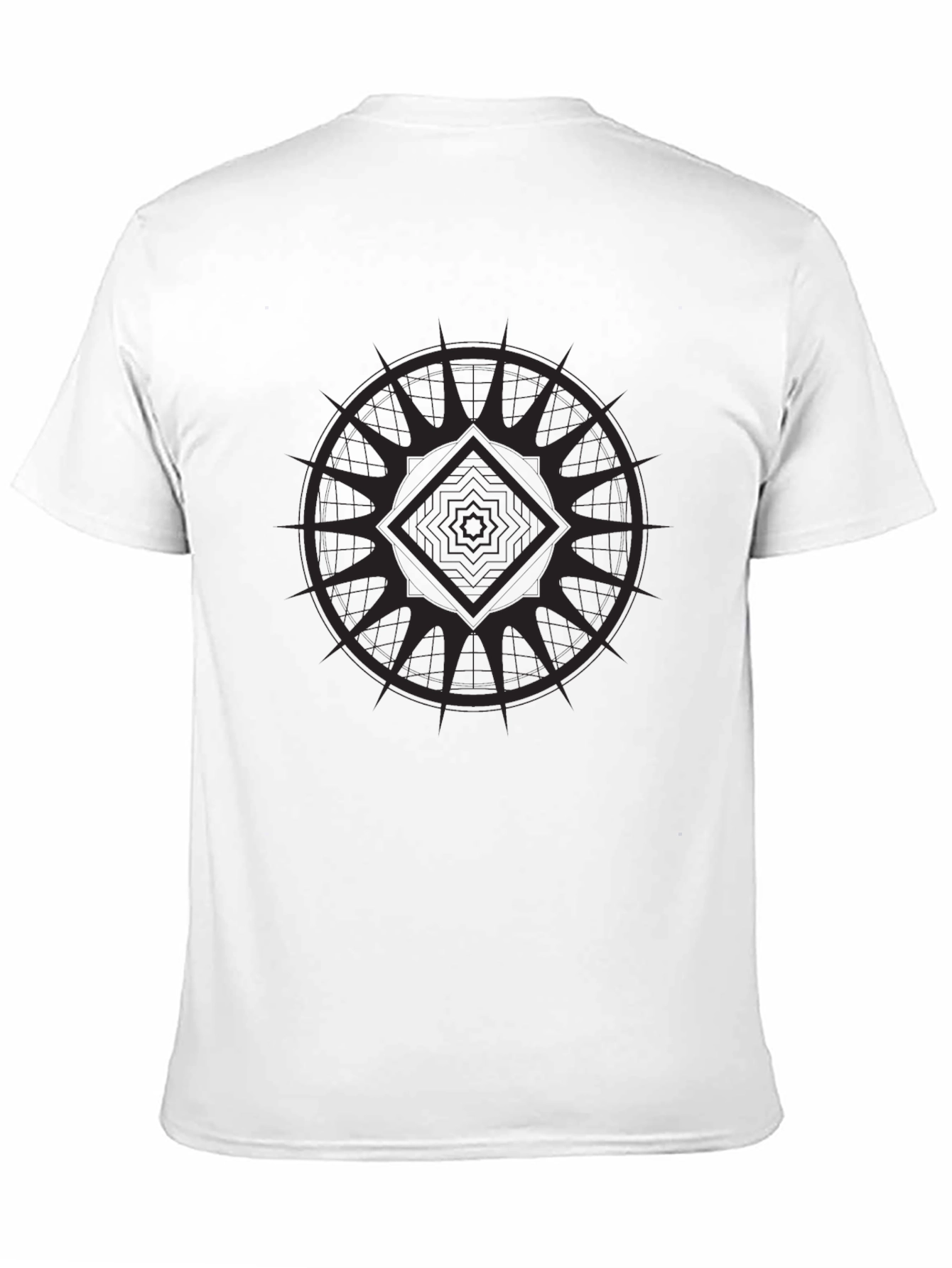 Black Graphic Tee - Geometric Design