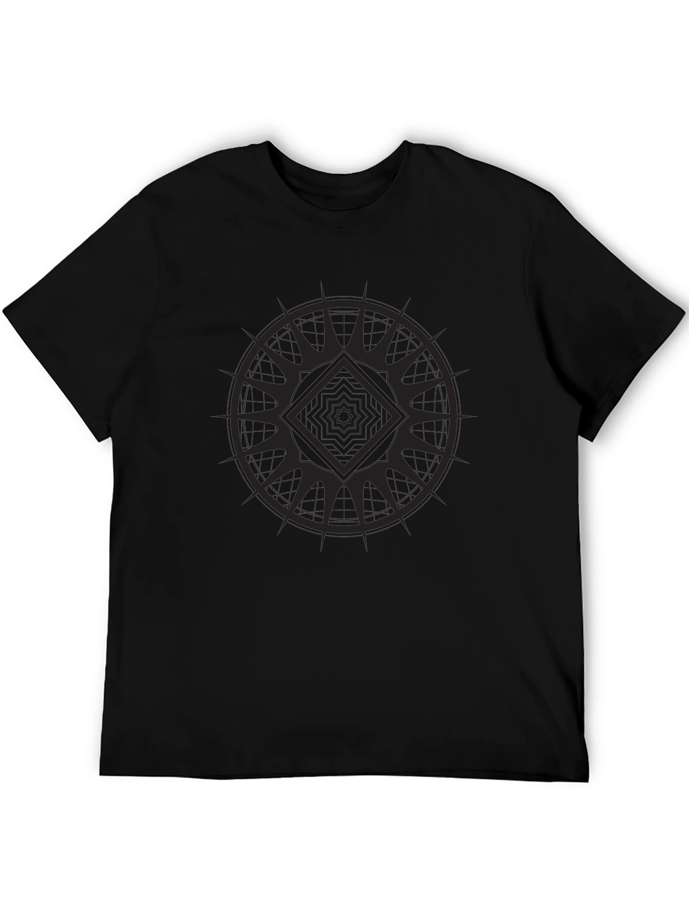 Black Graphic Tee - Geometric Design