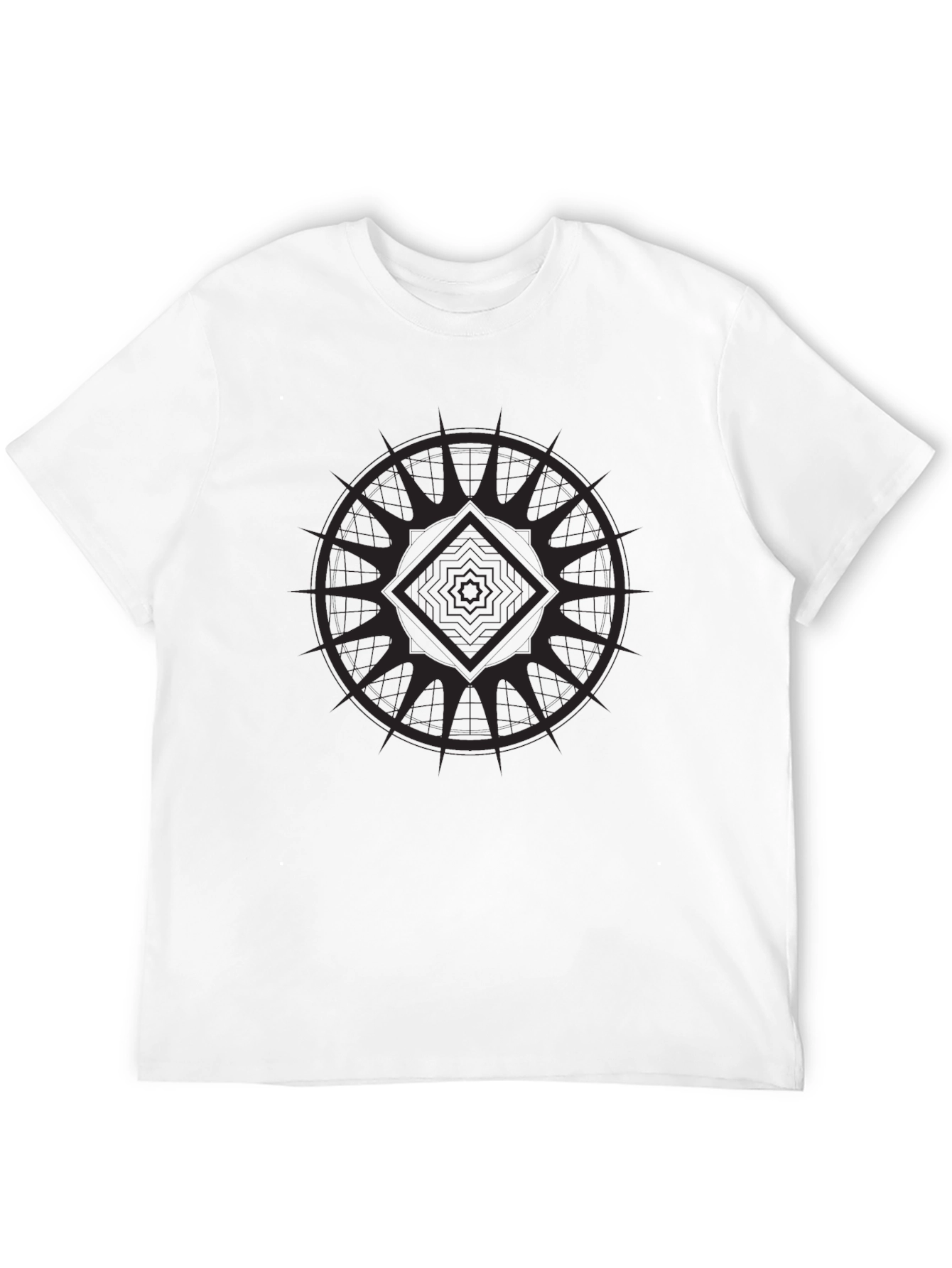 Black Graphic Tee - Geometric Design