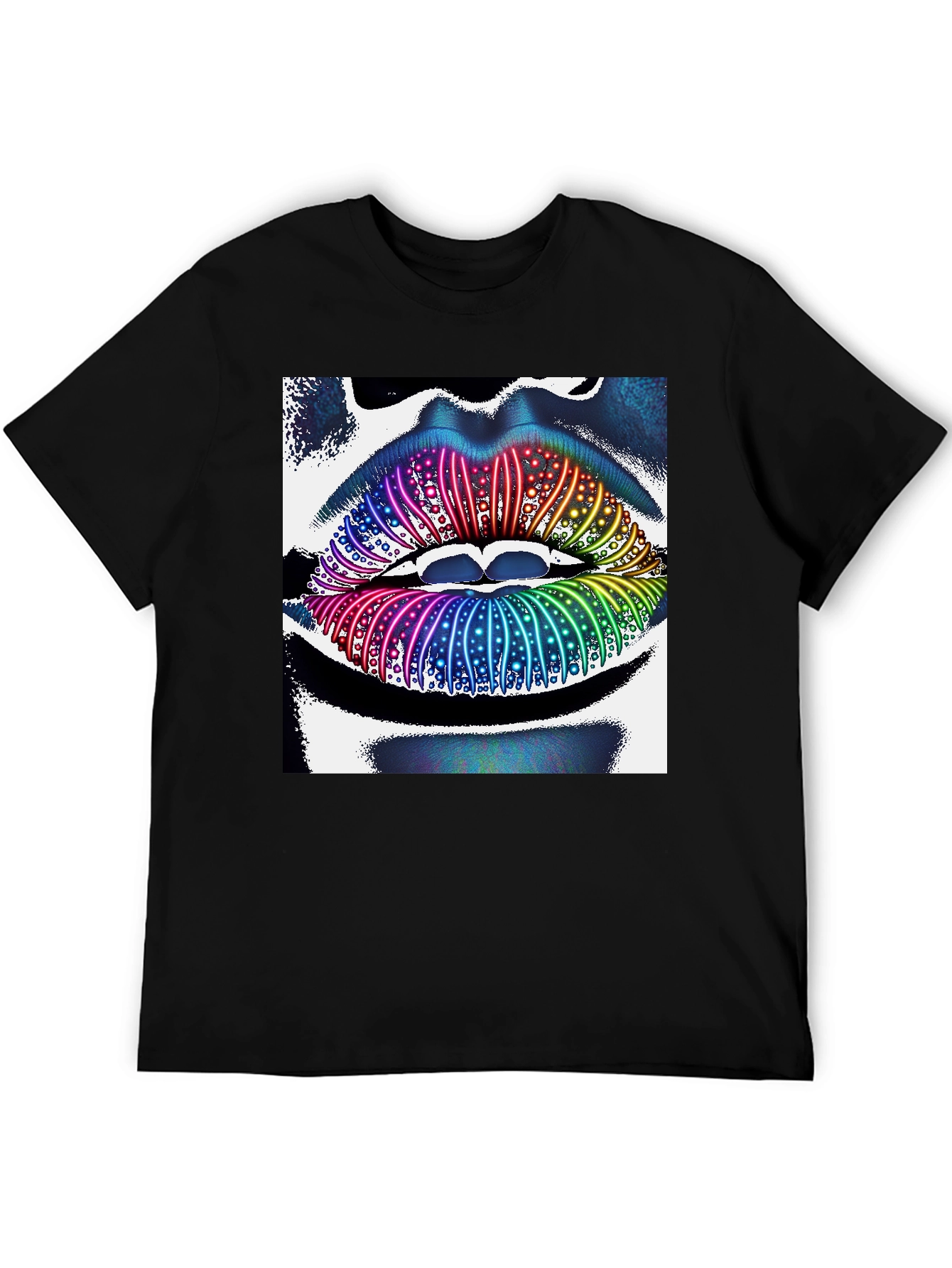 Rainbow Lips Graphic Tee - Unique Statement Shirt