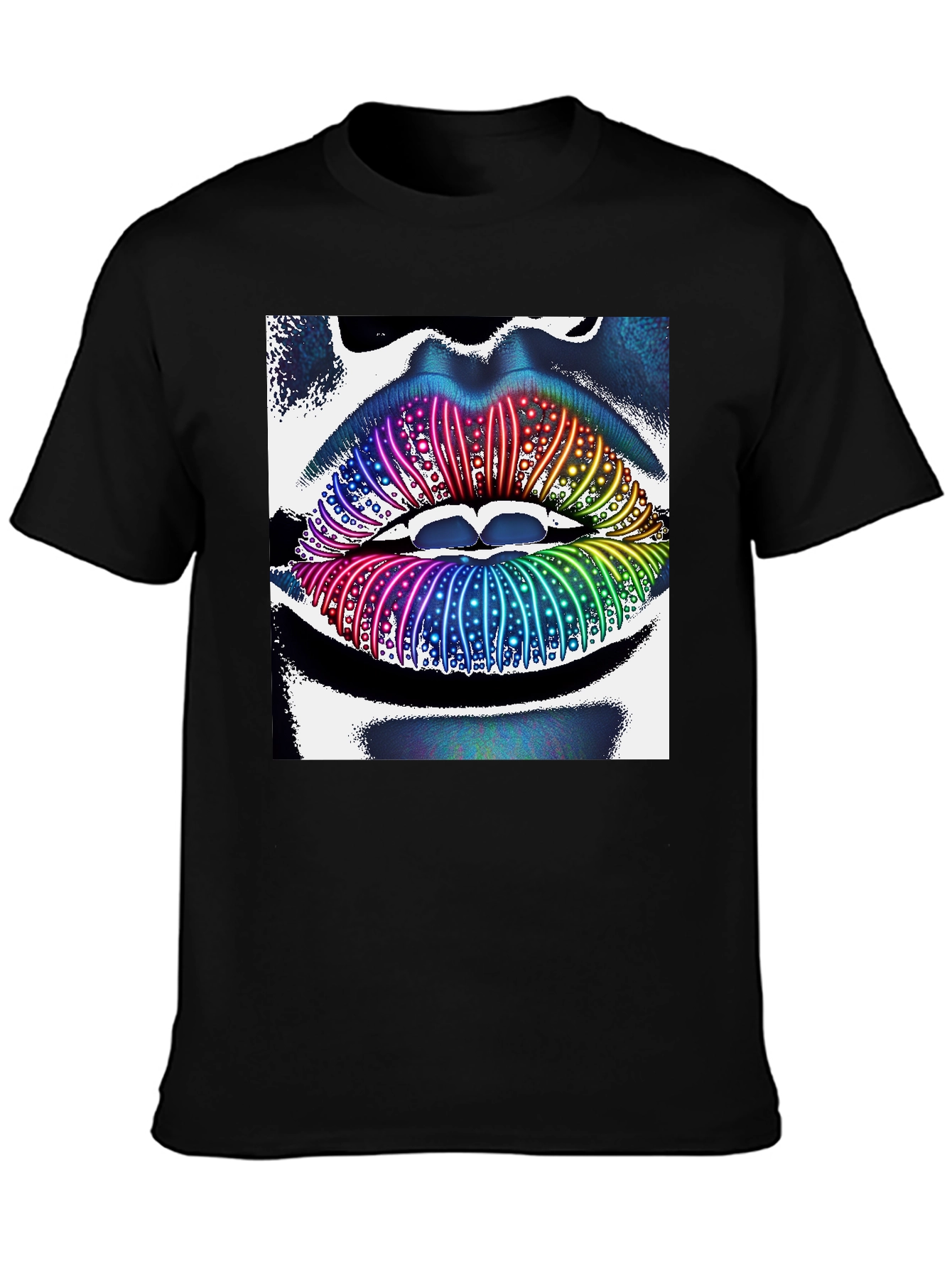 Rainbow Lips Graphic Tee - Unique Statement Shirt