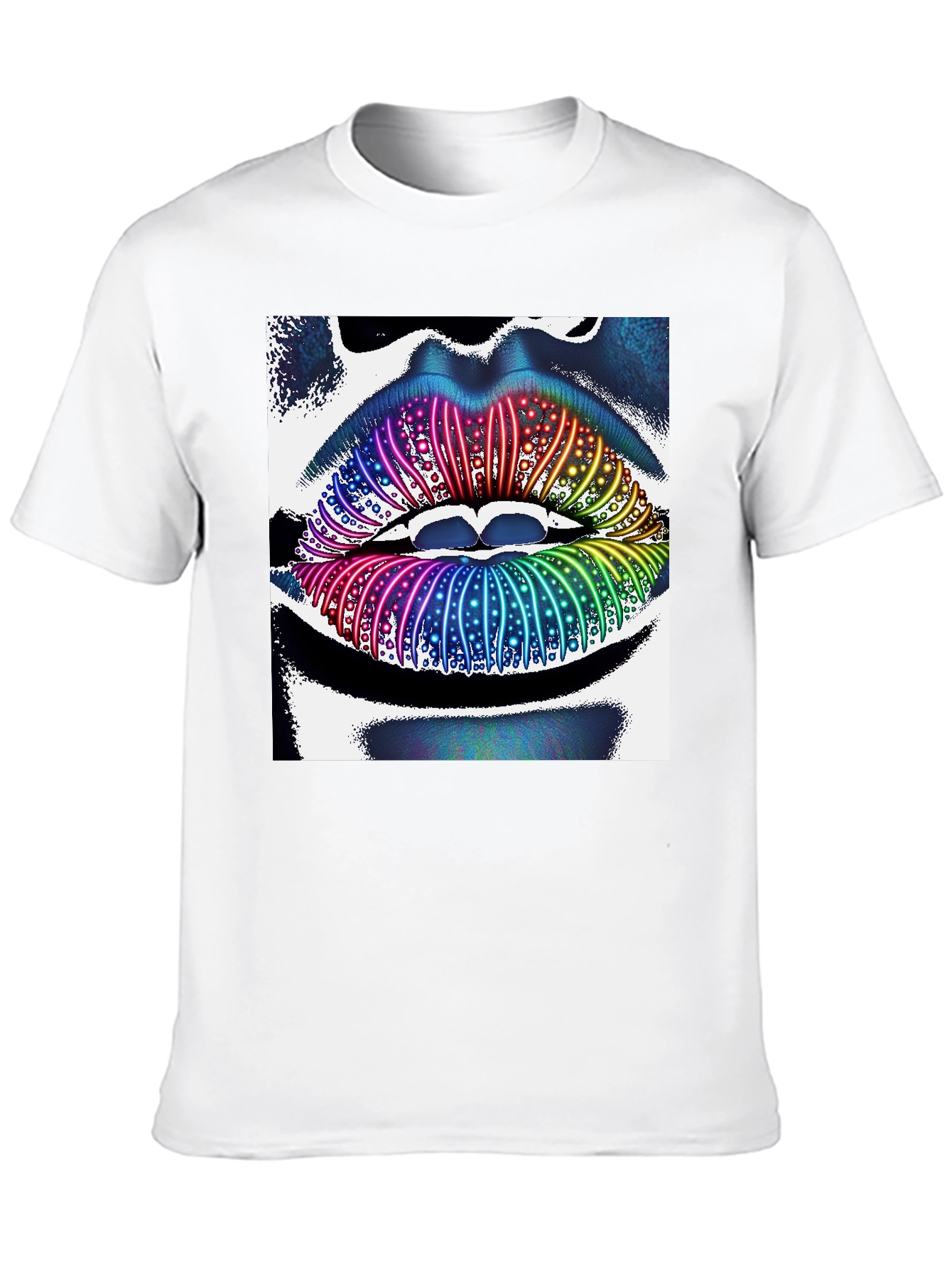 Rainbow Lips Graphic Tee - Unique Statement Shirt
