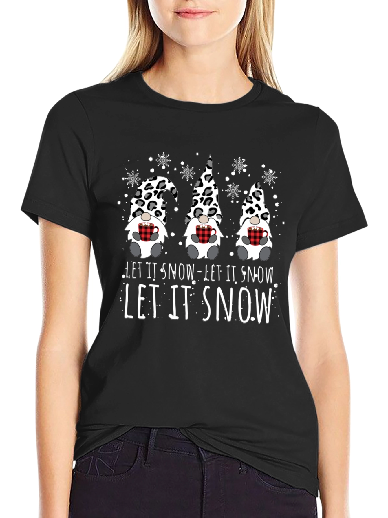 Festive Gnomes Let it Snow Graphic Tee