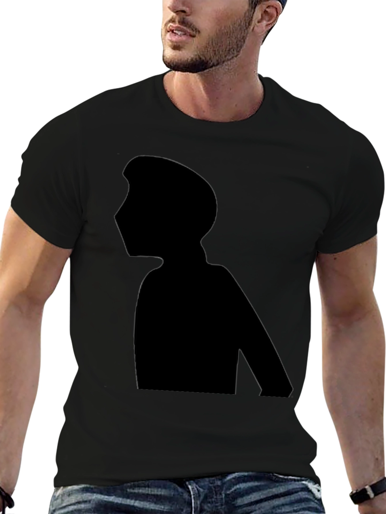 Silhouette Graphic Tee - Black Cotton Casual Wear