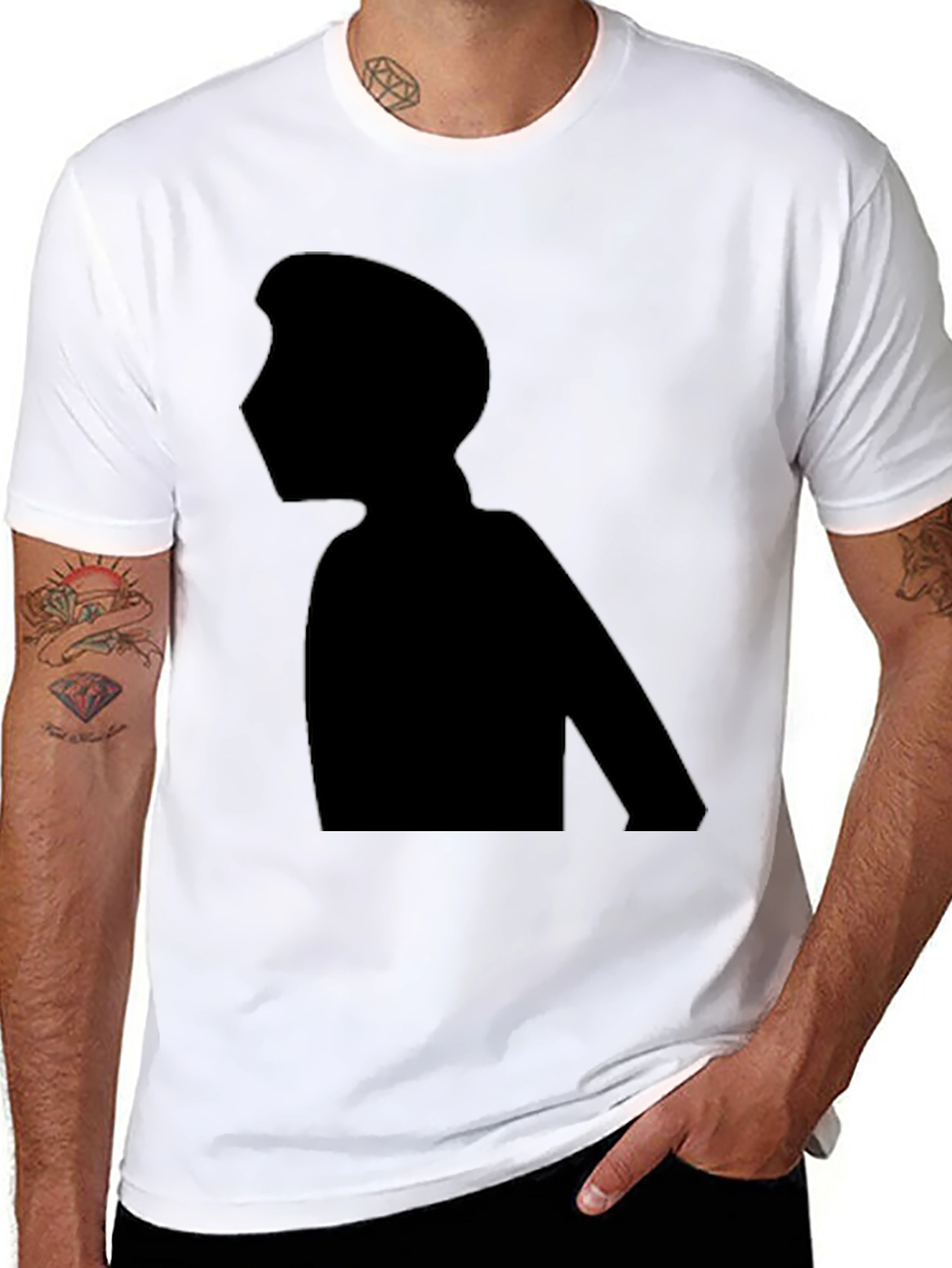 Silhouette Graphic Tee - Black Cotton Casual Wear