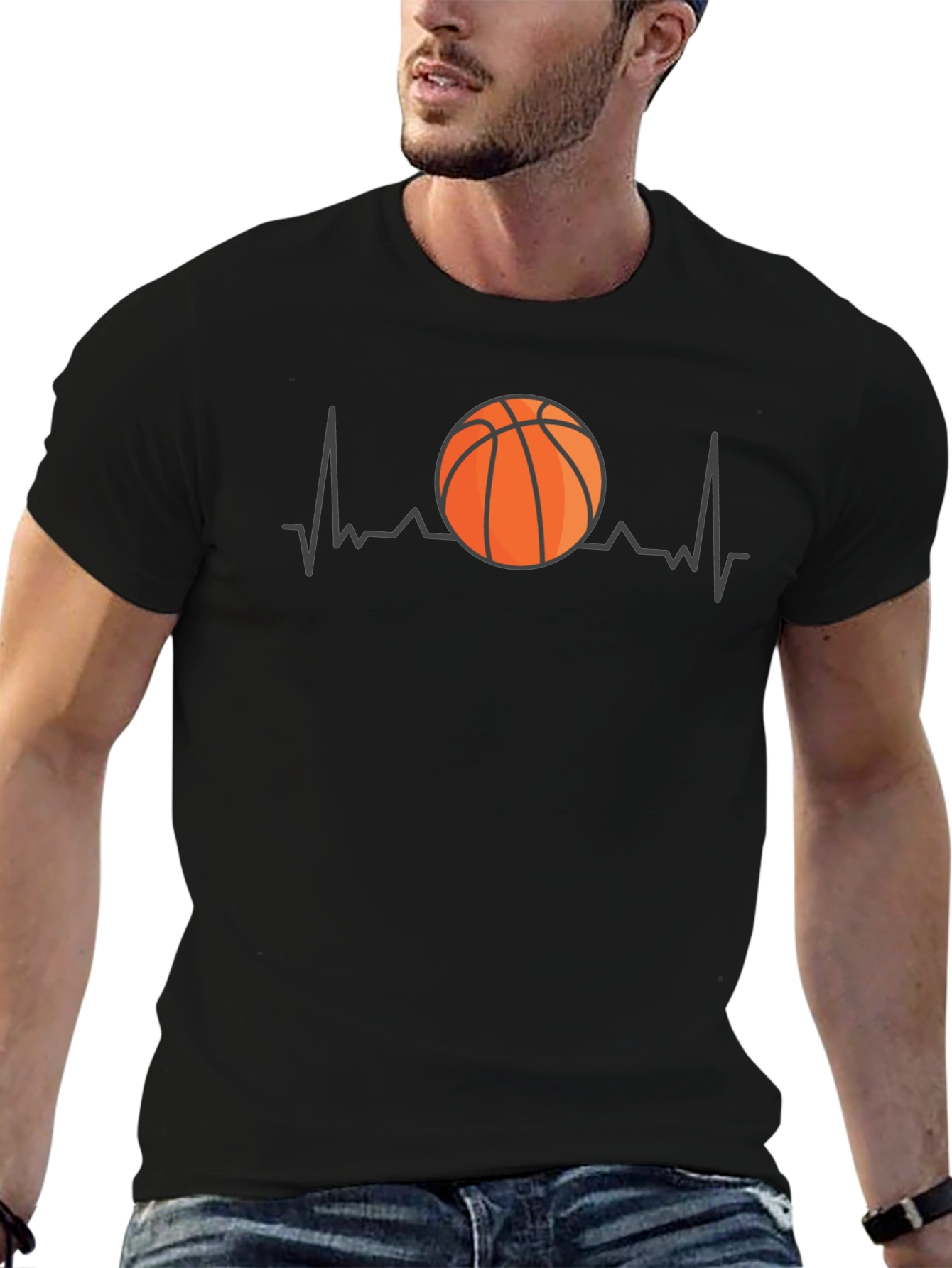 Basketball Heartbeat T-Shirt - Passionate Athlete Tee