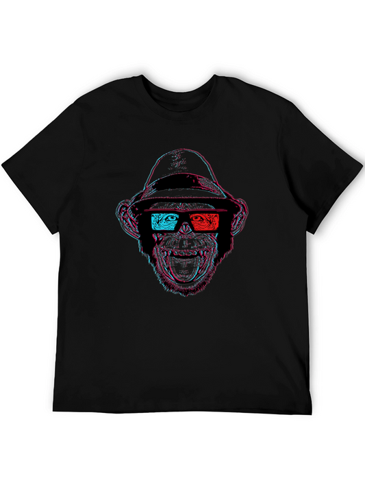 Cool 3D Monkey Graphic Black T-Shirt