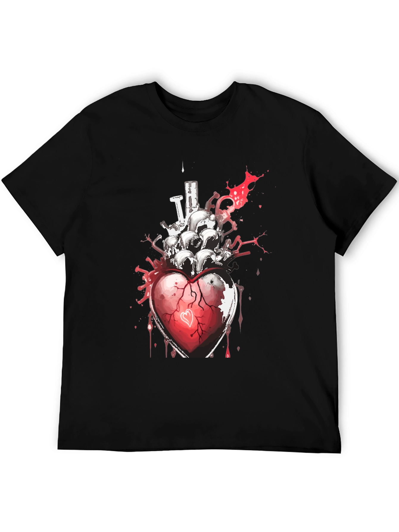 Heart & Skulls Graphic Tee - Edgy Style