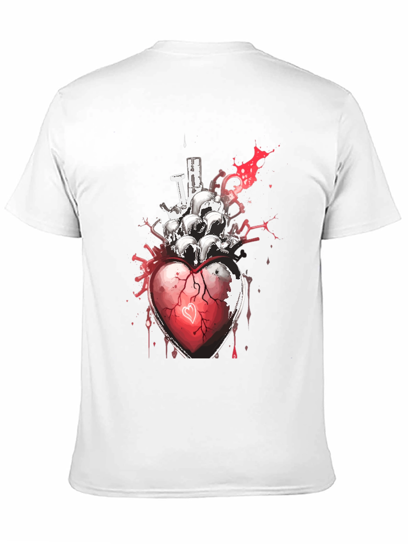 Heart & Skulls Graphic Tee - Edgy Style