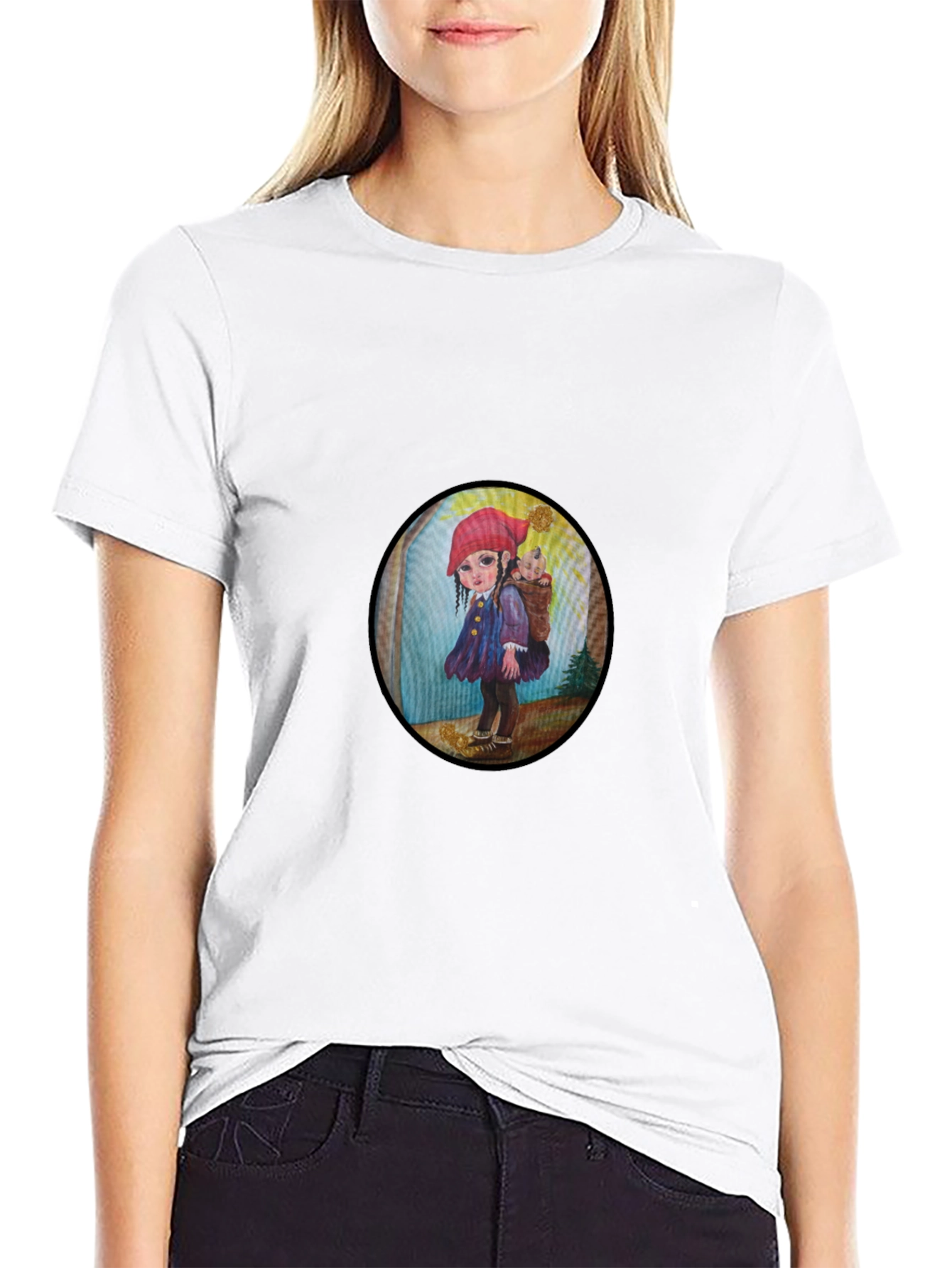 Whimsical Girl Graphic Tee - Unique Print