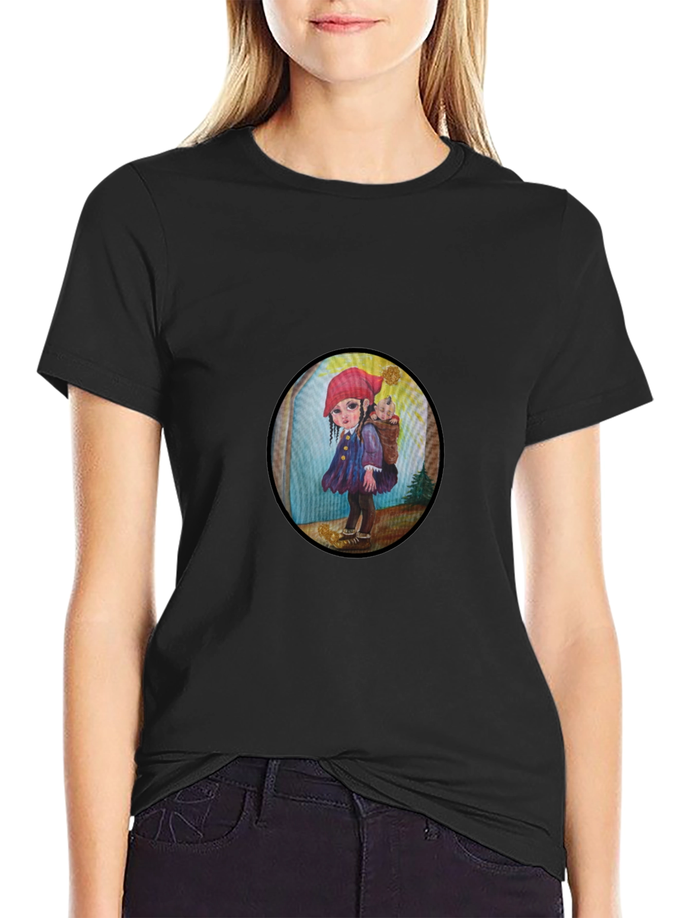 Whimsical Girl Graphic Tee - Unique Print