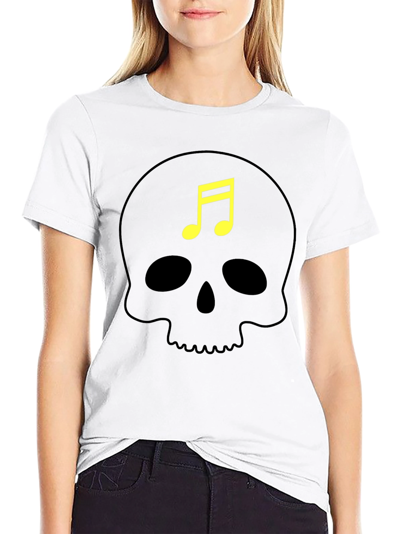 Skull Music Note Graphic T-Shirt