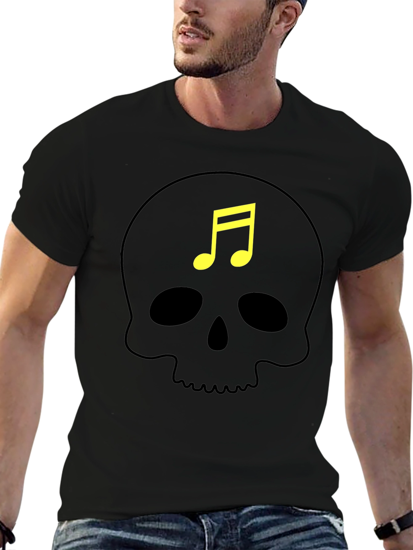 Skull Music Note Graphic T-Shirt
