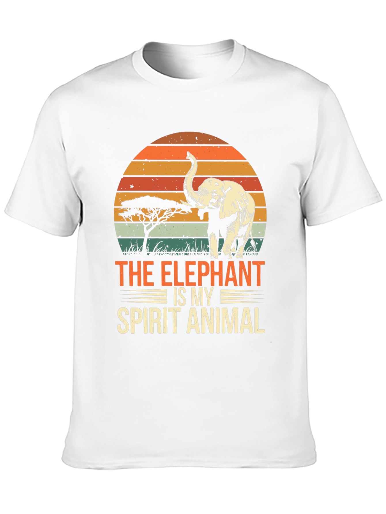 Elephant Spirit Animal T-Shirt: Retro Sunset Style
