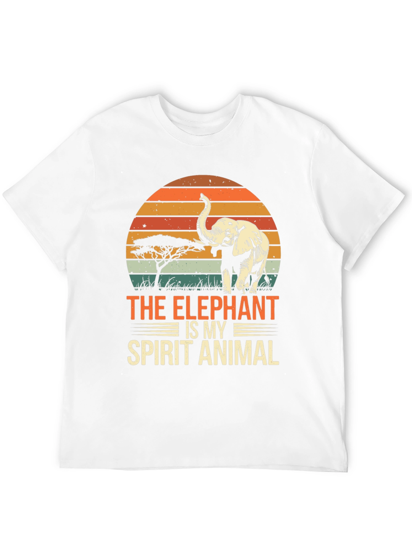 Elephant Spirit Animal T-Shirt: Retro Sunset Style