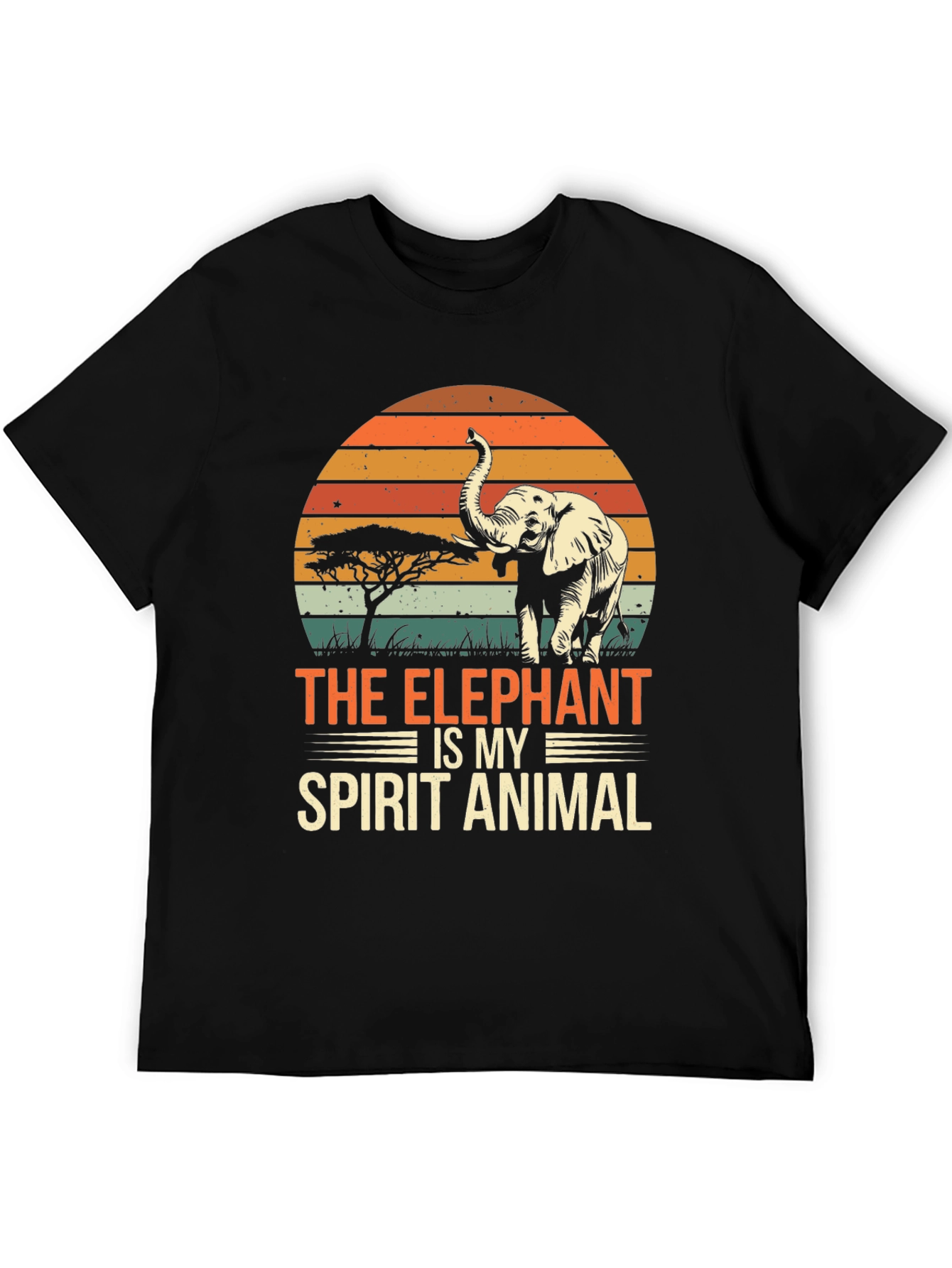 Elephant Spirit Animal T-Shirt: Retro Sunset Style