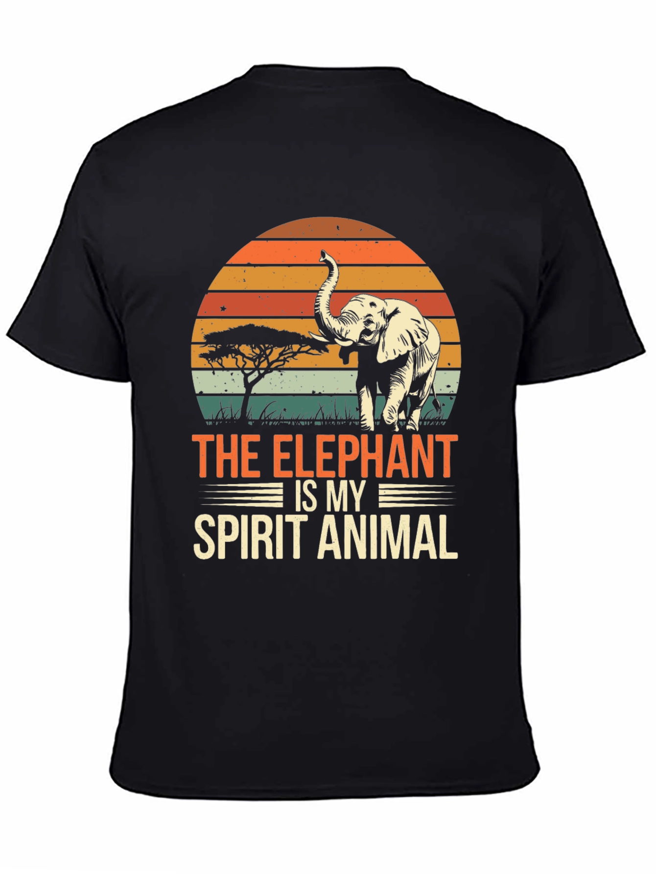 Elephant Spirit Animal T-Shirt: Retro Sunset Style