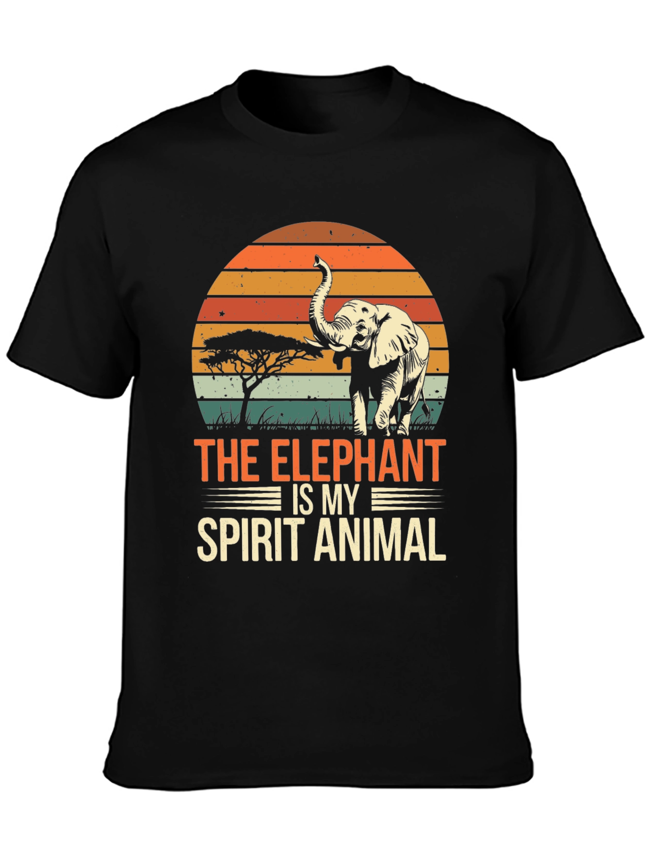 Elephant Spirit Animal T-Shirt: Retro Sunset Style