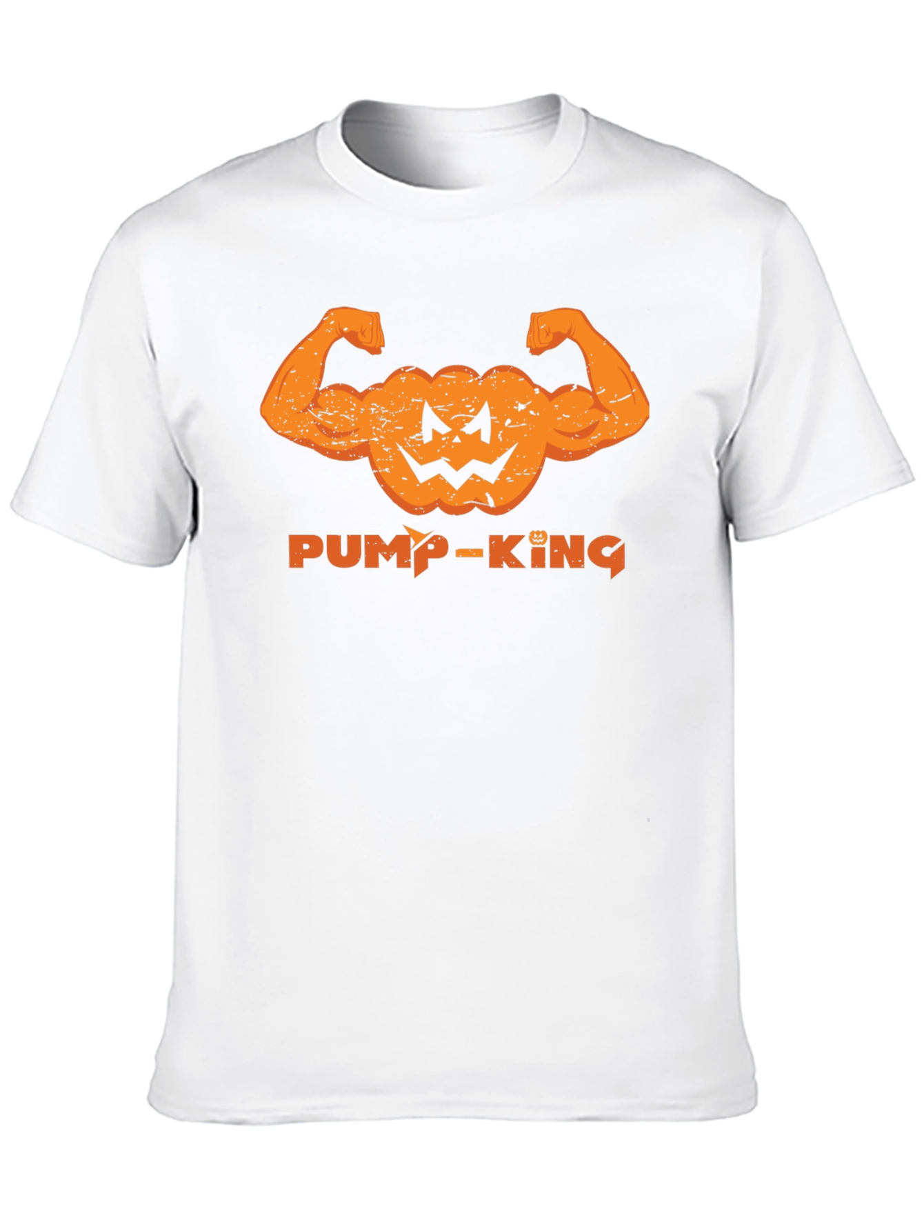 Pump-King T-Shirt: Halloween Bodybuilder Pumpkin Design