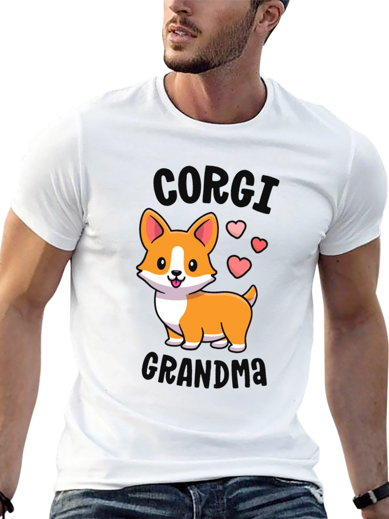 Corgi Grandma Black T-Shirt