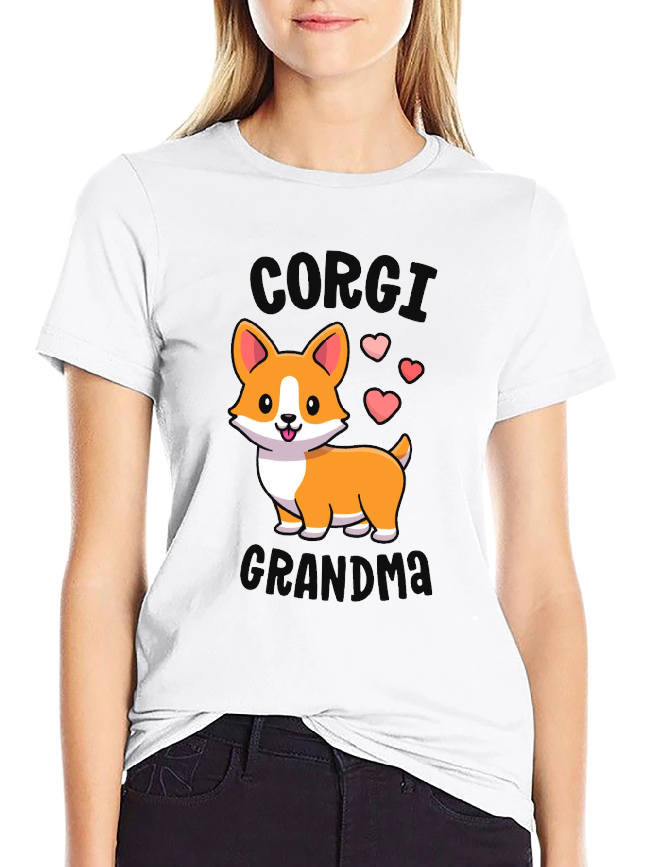 Corgi Grandma Black T-Shirt