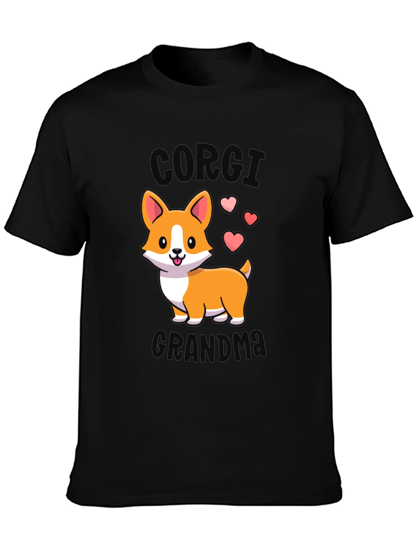 Corgi Grandma Black T-Shirt