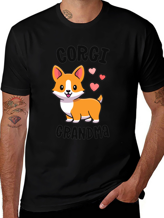 Corgi Grandma Black T-Shirt