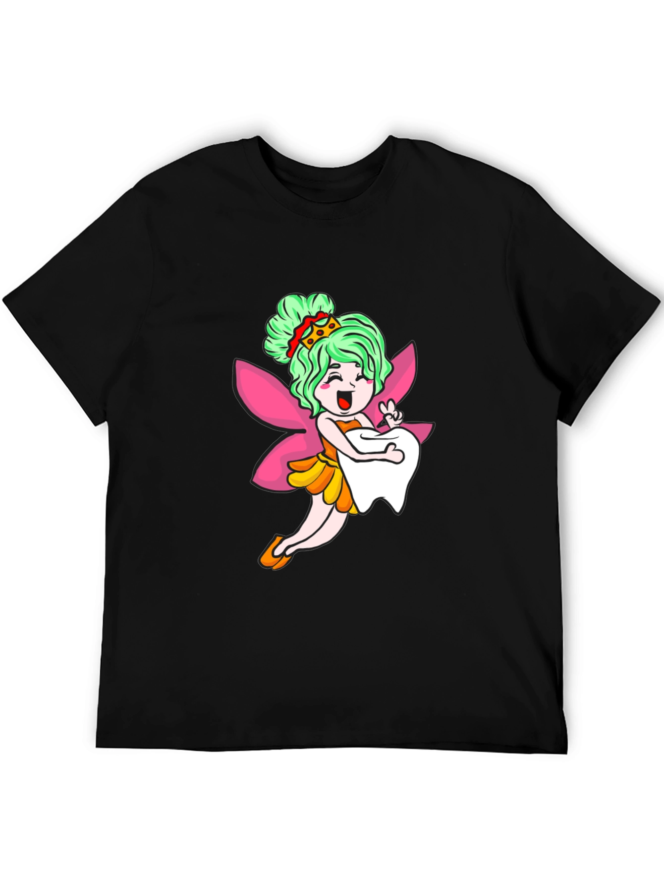 Cute Tooth Fairy Graphic Tee - Black T-Shirt