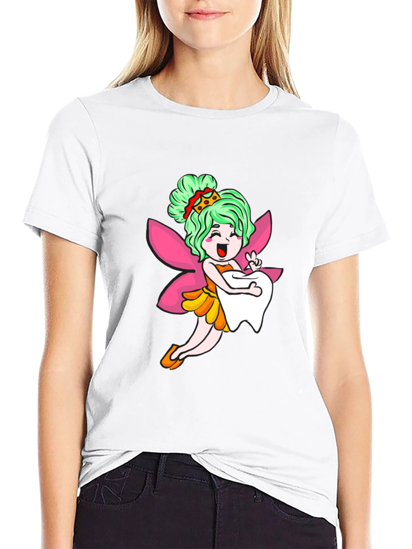 Cute Tooth Fairy Graphic Tee - Black T-Shirt