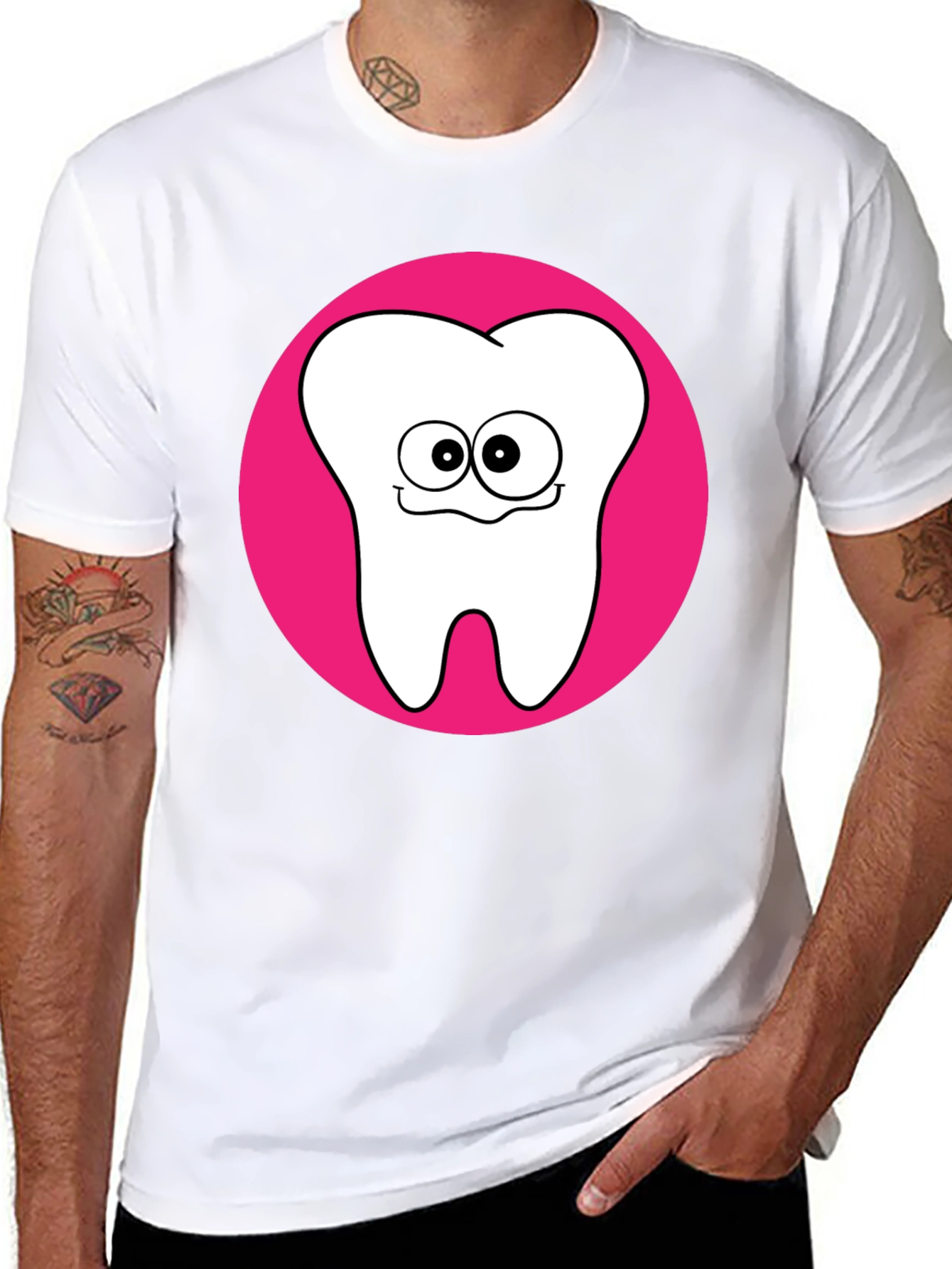 Funny Tooth Graphic Tee - Black Cotton T-Shirt