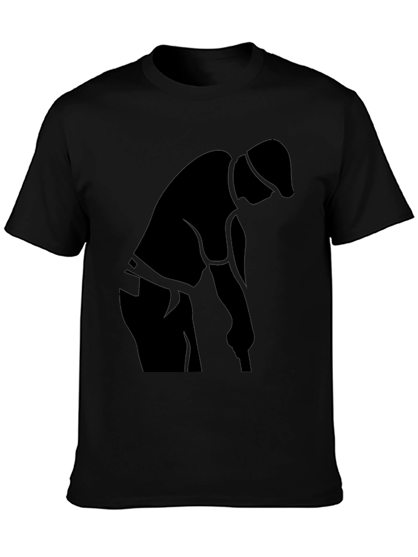 Black Golfer Silhouette T-Shirt - Sporty Casual Tee