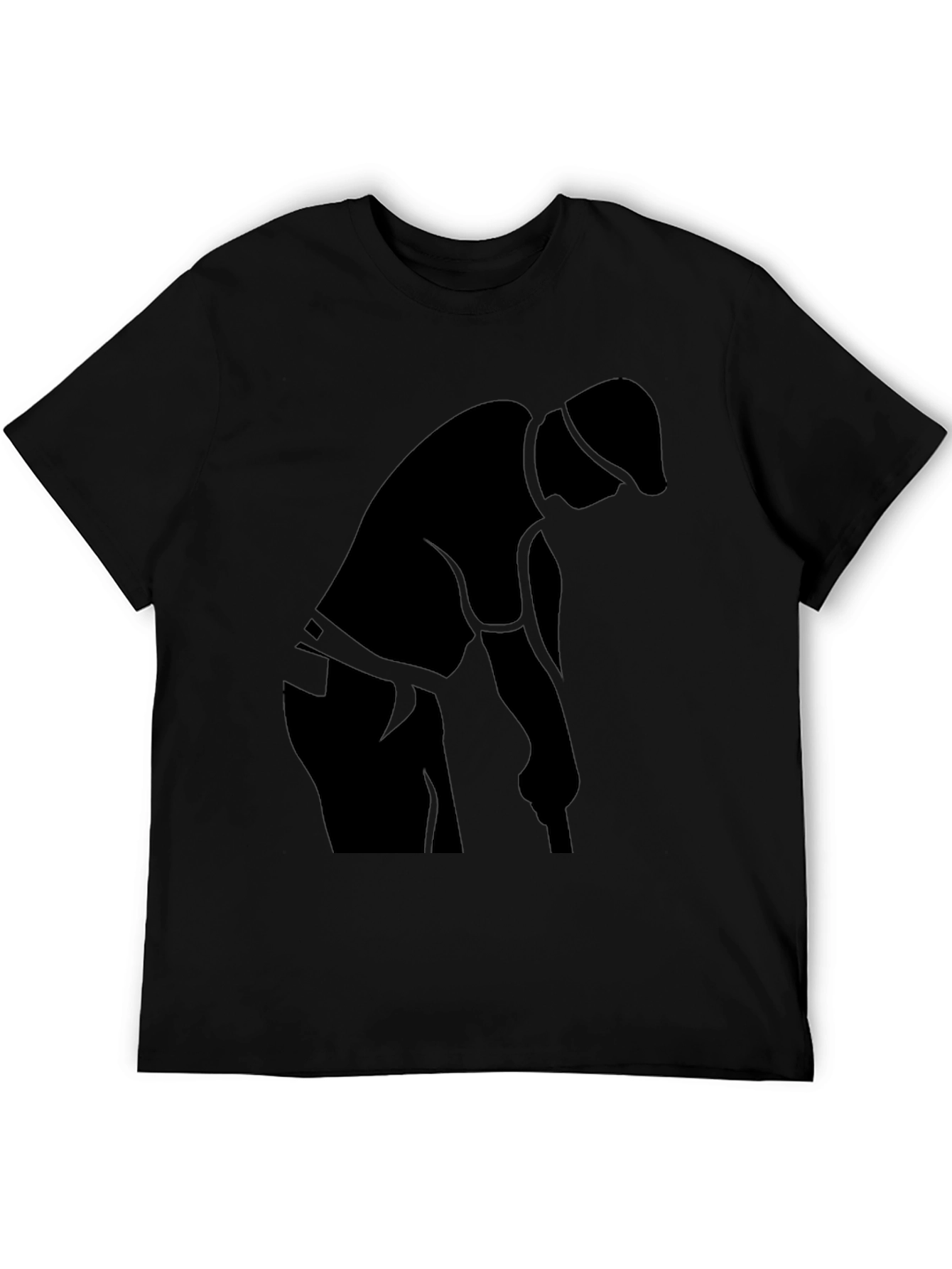 Black Golfer Silhouette T-Shirt - Sporty Casual Tee