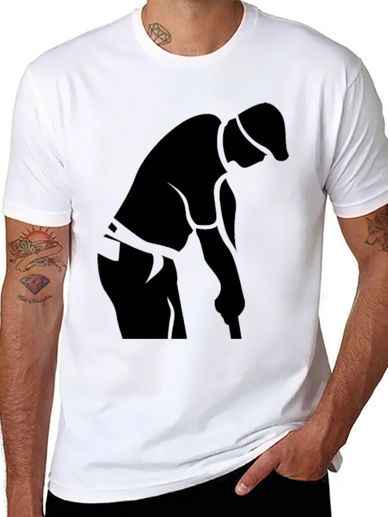 Black Golfer Silhouette T-Shirt - Sporty Casual Tee