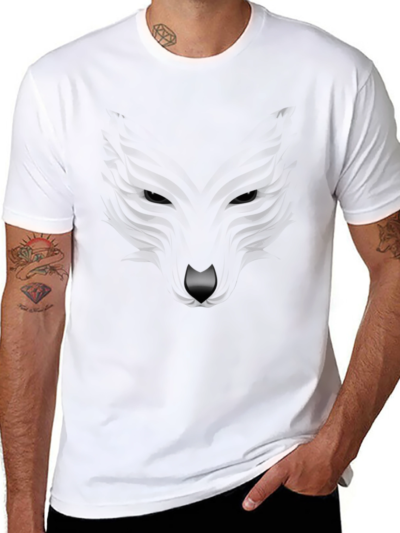Mens Black Wolf Graphic T-Shirt