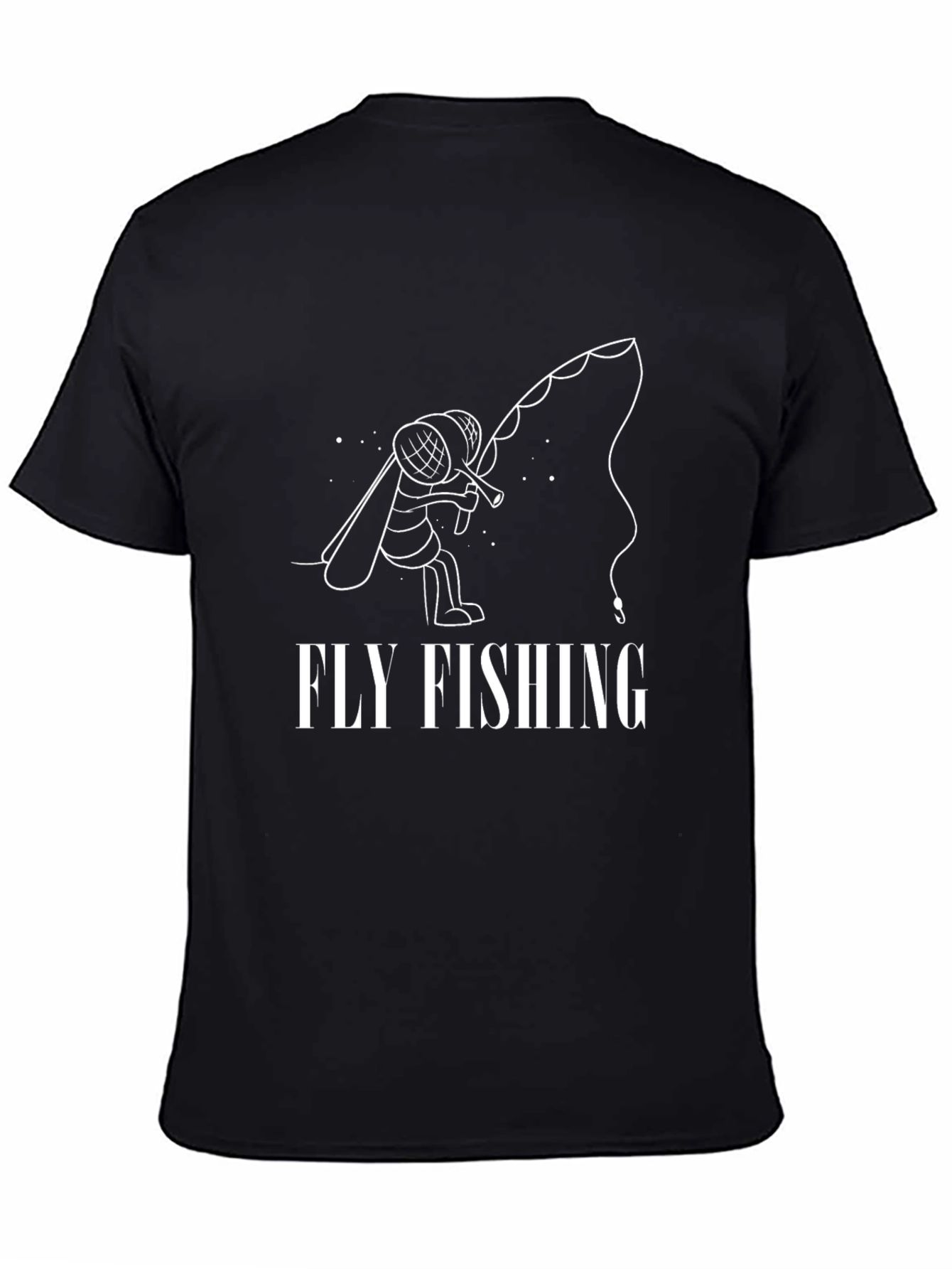 Fly Fishing Graphic Tee - Black Cotton T-Shirt