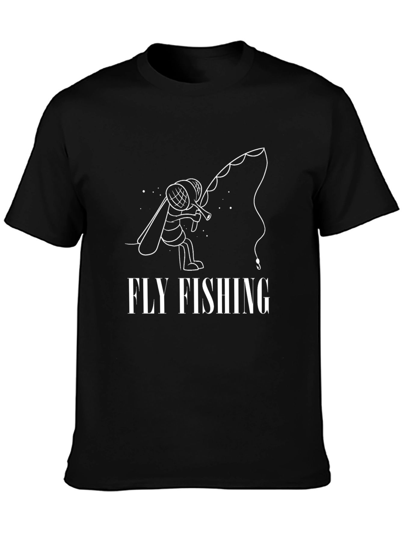 Fly Fishing Graphic Tee - Black Cotton T-Shirt