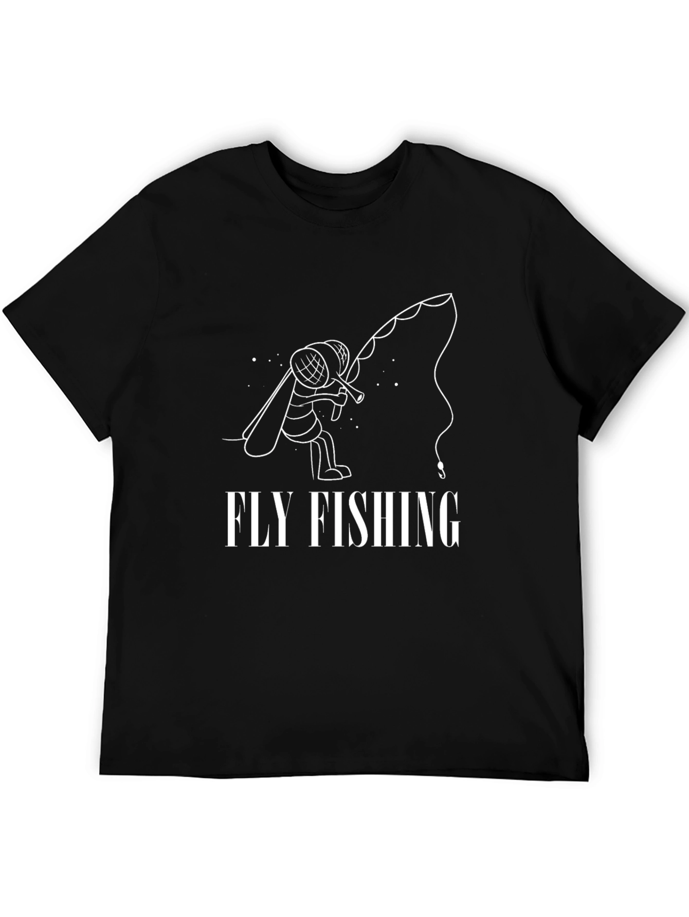 Fly Fishing Graphic Tee - Black Cotton T-Shirt