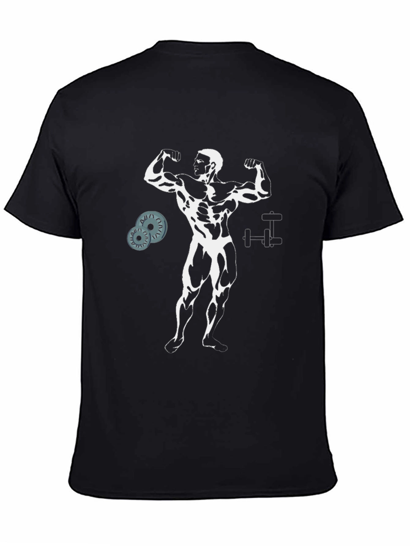 Muscle Man Graphic Tee - Black Cotton Gym Shirt