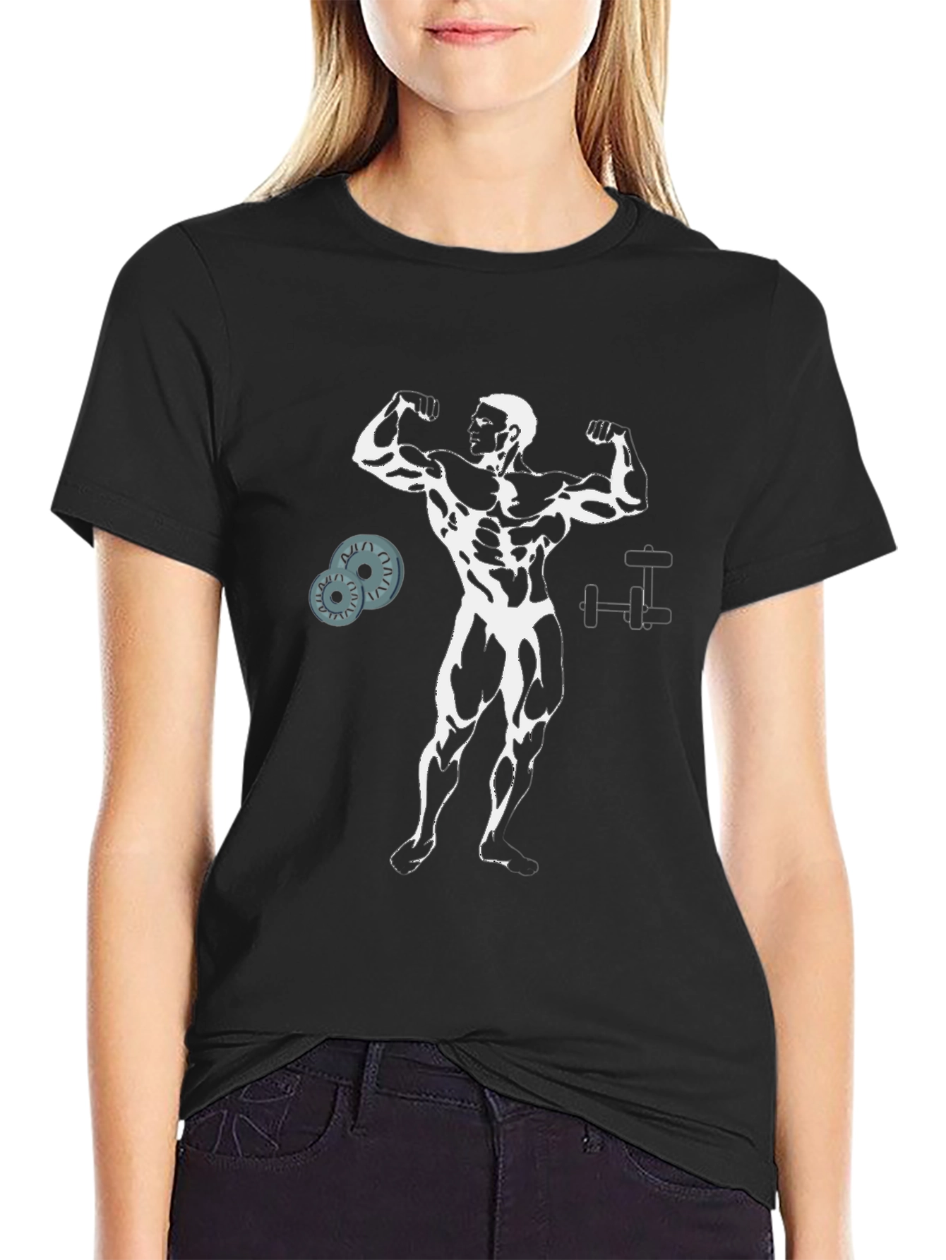 Muscle Man Graphic Tee - Black Cotton Gym Shirt
