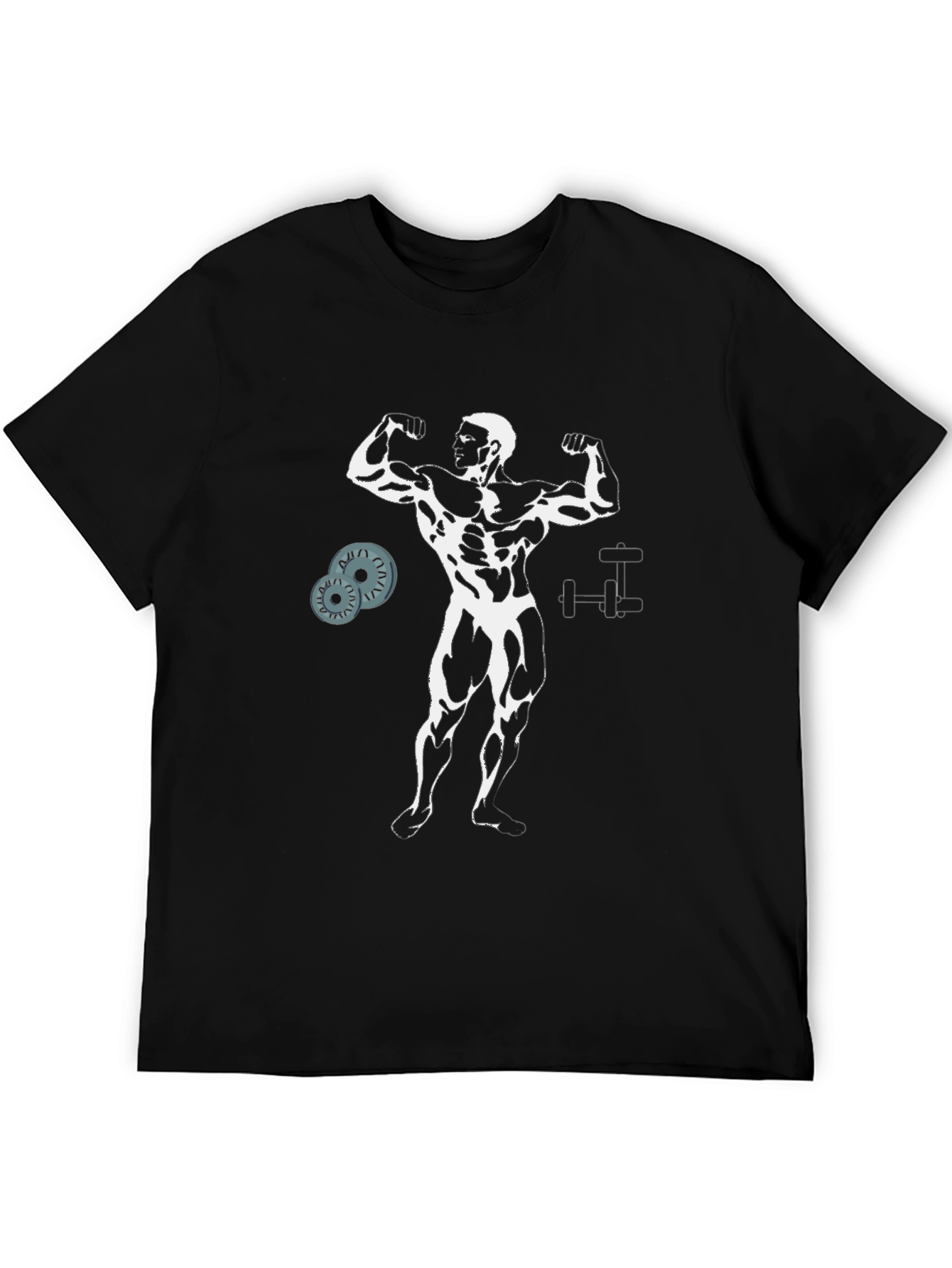 Muscle Man Graphic Tee - Black Cotton Gym Shirt