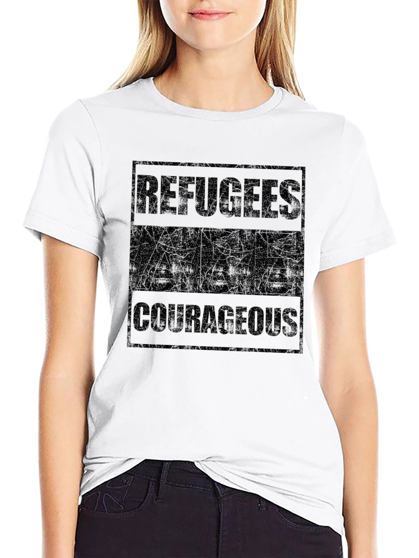Refugees Are Courageous T-Shirt - Black Graphic Tee