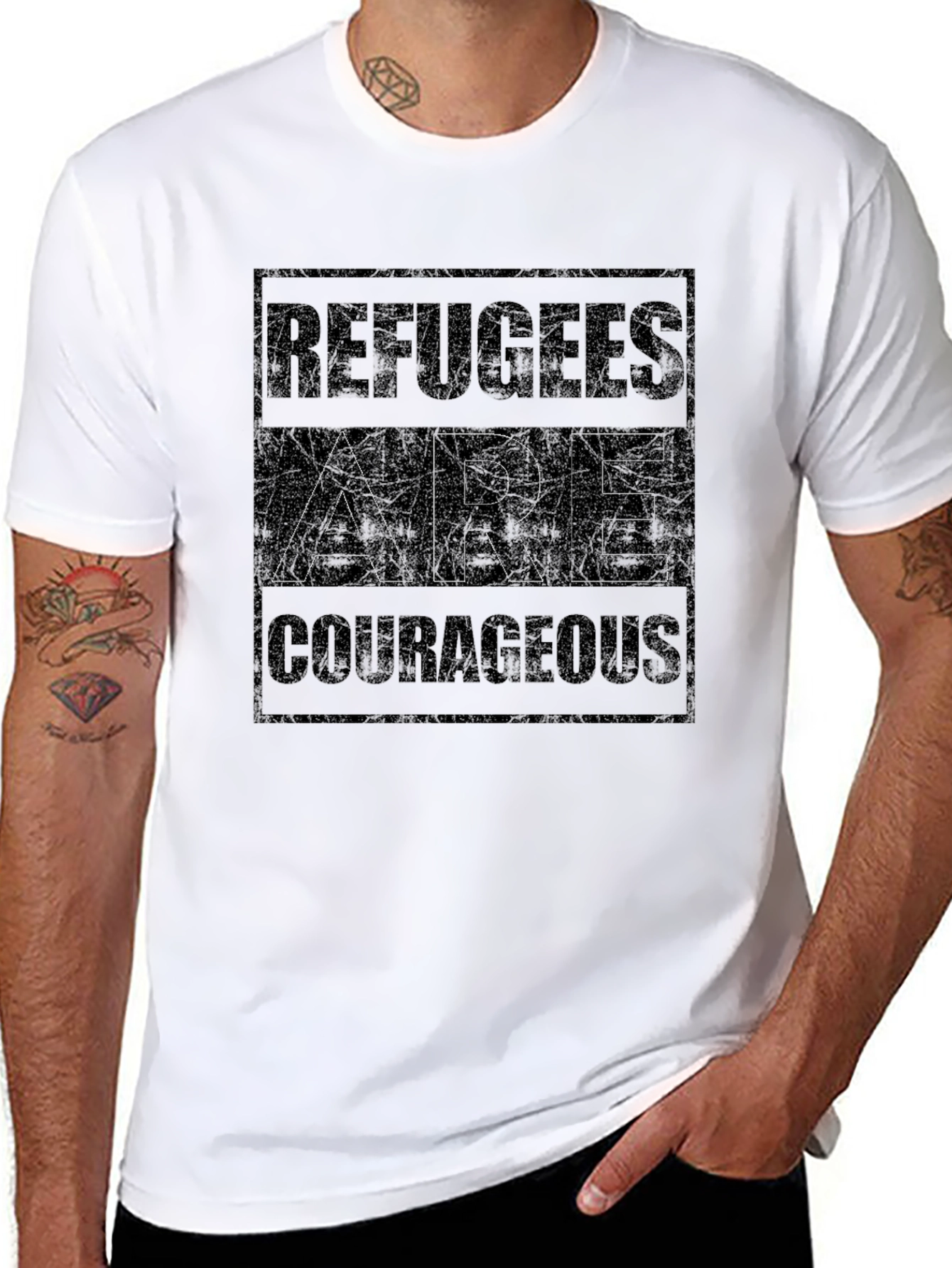 Refugees Are Courageous T-Shirt - Black Graphic Tee