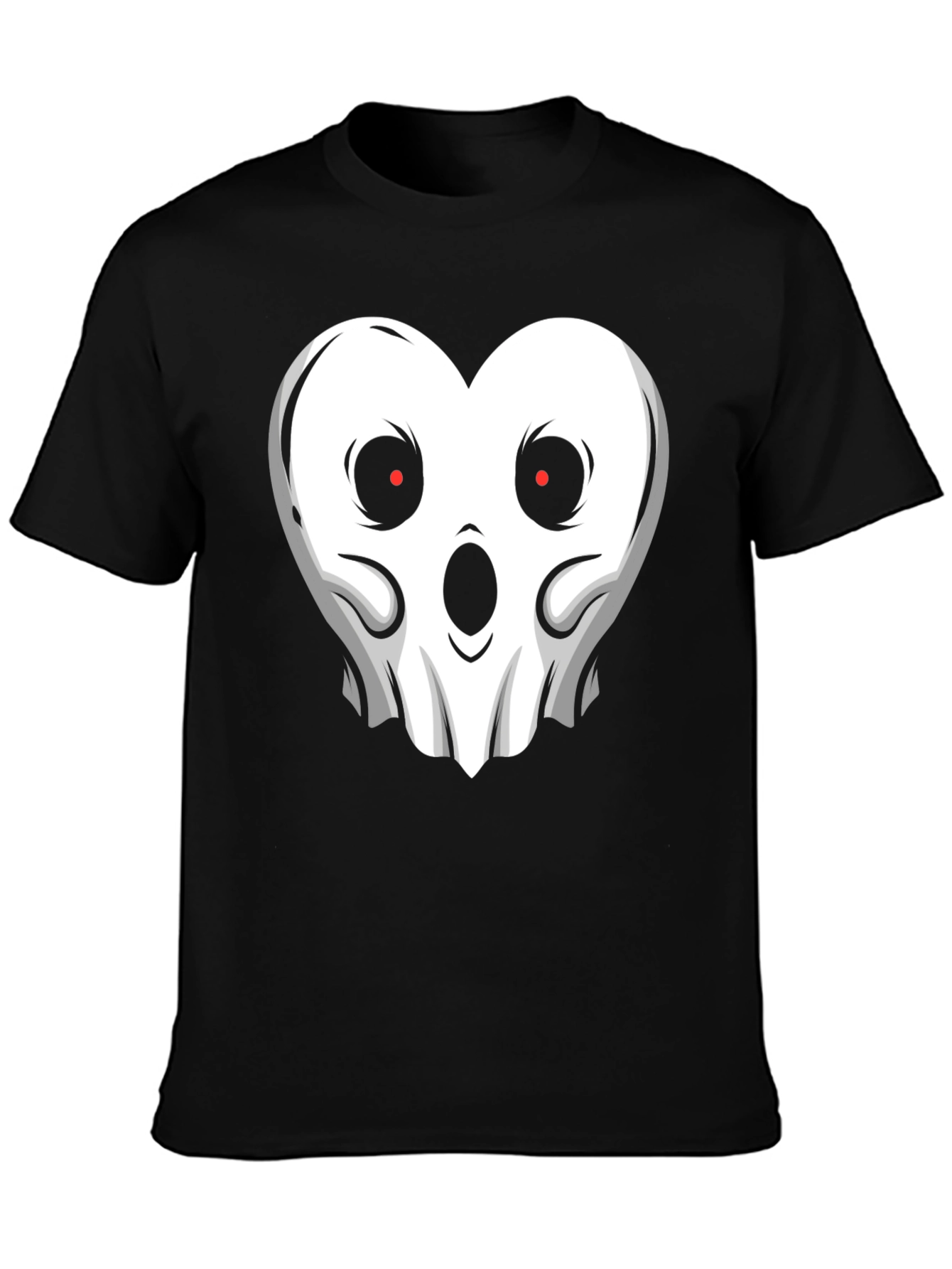 Spooky Heart Ghost Graphic T-Shirt - Halloween Style