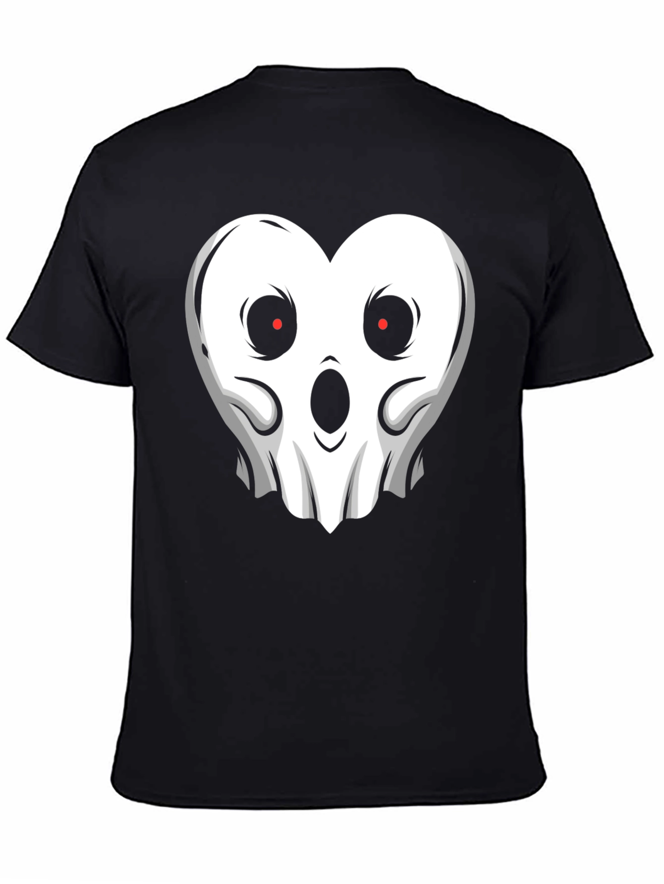 Spooky Heart Ghost Graphic T-Shirt - Halloween Style