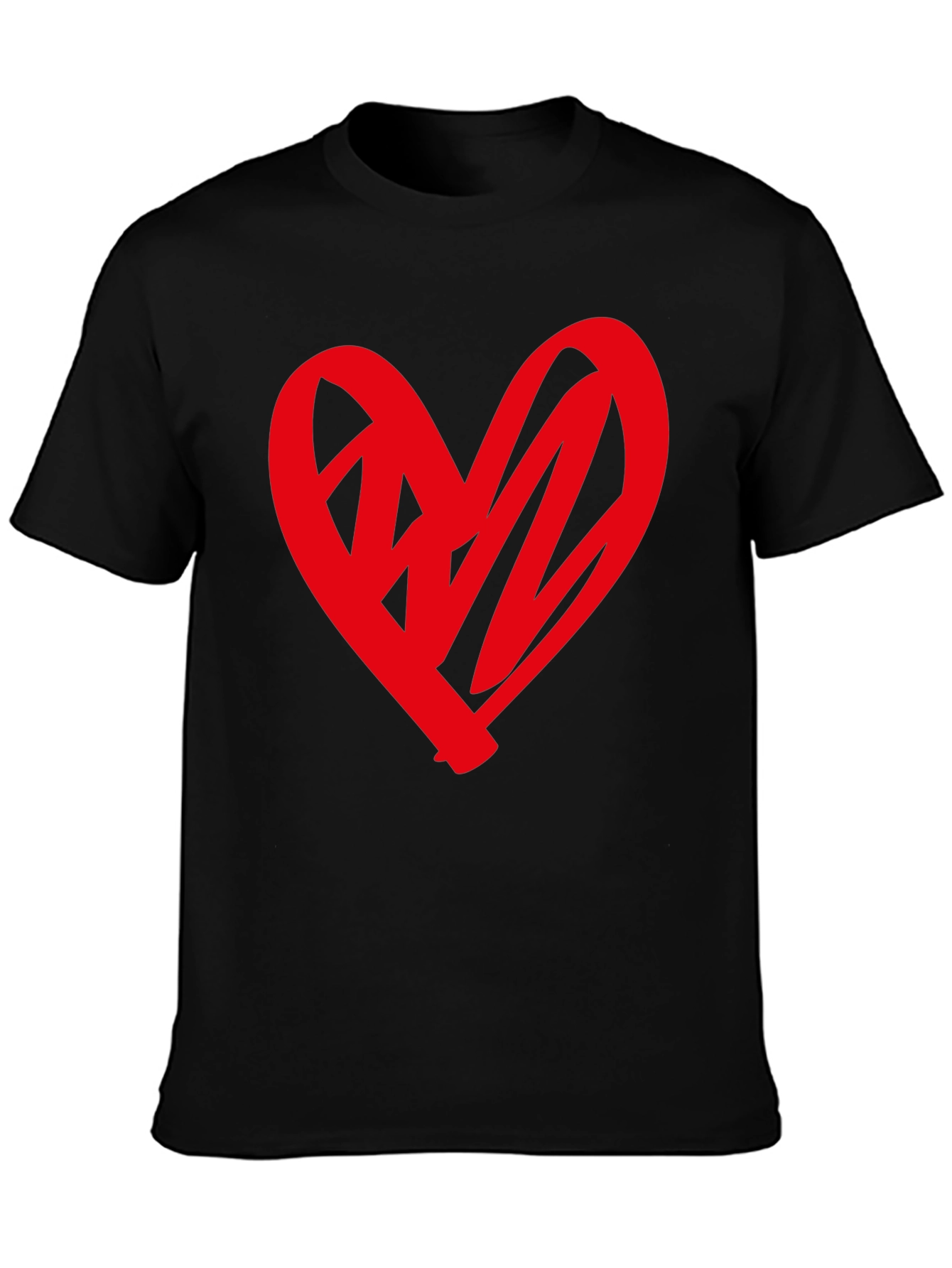 Heart Graphic Black T-Shirt - Stylish Casual Wear