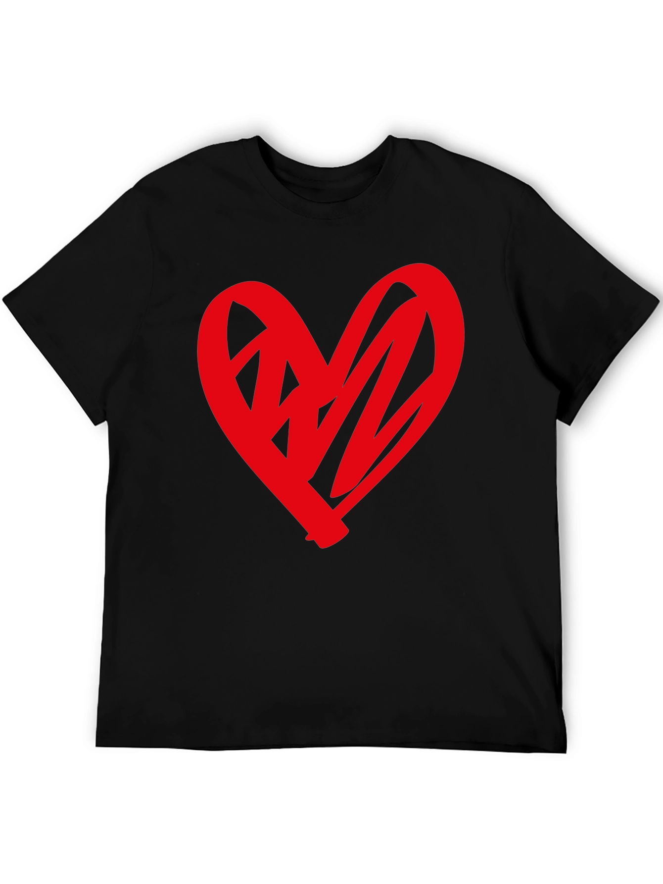 Heart Graphic Black T-Shirt - Stylish Casual Wear
