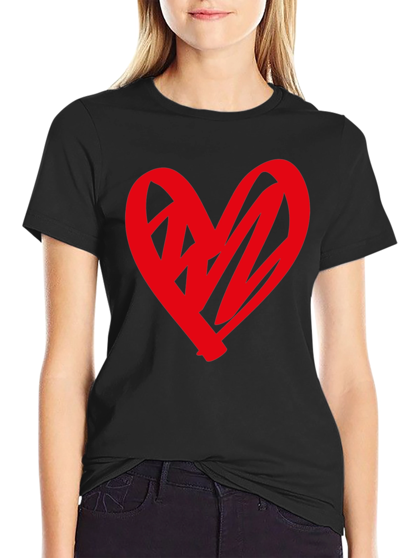 Heart Graphic Black T-Shirt - Stylish Casual Wear