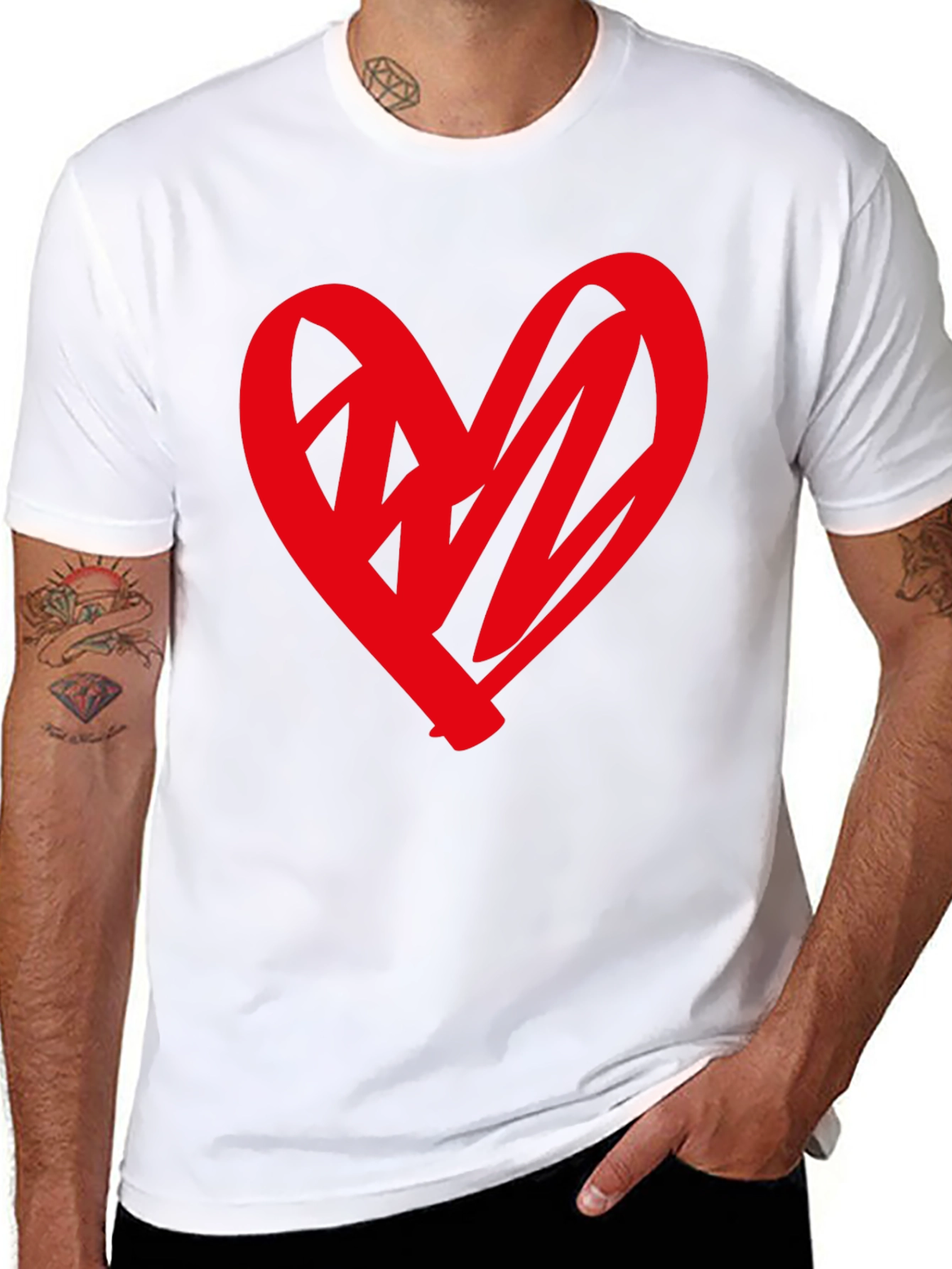 Heart Graphic Black T-Shirt - Stylish Casual Wear